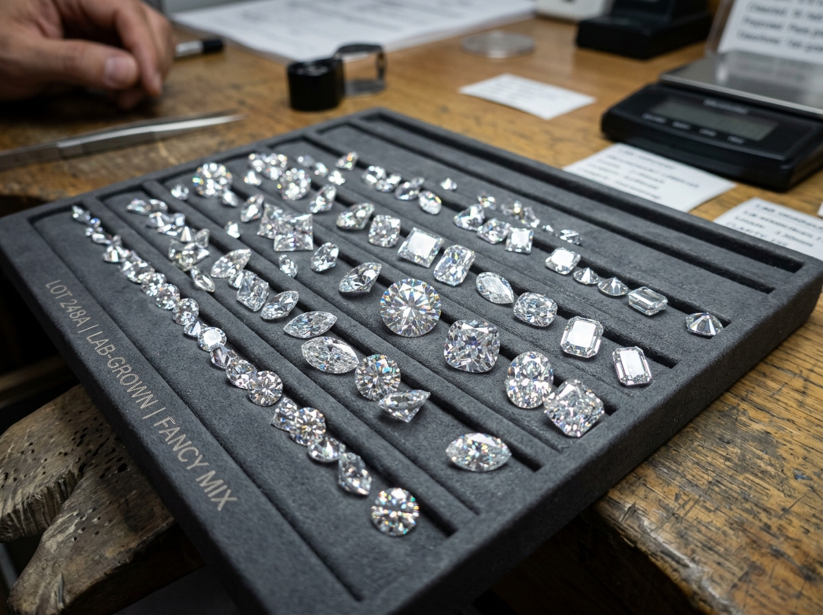 Non-certified loose lab-grown diamond parcels